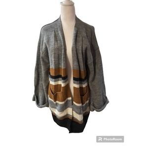 Strip Women's Knit‎ Open Front Cardigan Sweater- Small C/H